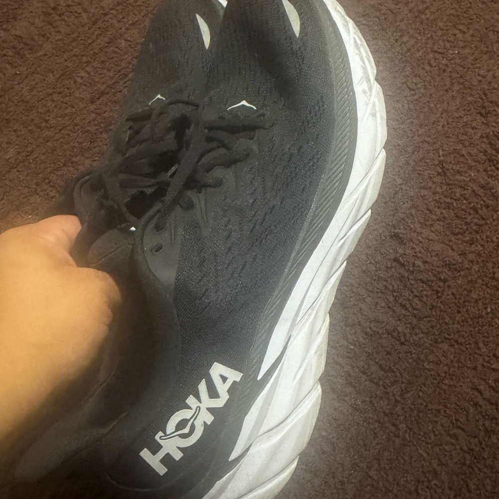 Hoka Black and White Athletic Shoes